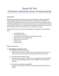 Exam 98-‐364 Database Administration Fundamentals | Lecture notes ...