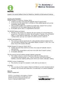 Queen's University Belfast: INSPIRE Program - Student Research & Mentoring