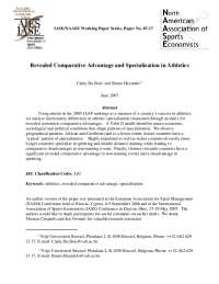 Comparative Advantage in Athletics: Specialization and Success in Olympic Sports