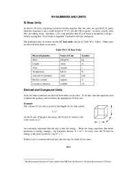 W4 NUMBERS AND UNITS SI Base Units | Study notes Chemistry | Docsity