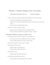 Module 1: Decision Making Under Uncertainty