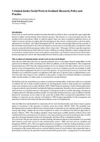 Bridging Gap: Criminal Justice Social Work in Scotland - Research, Policy & Practice