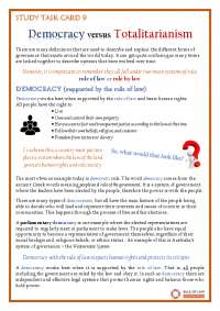 Democracy versus Totalitarianism