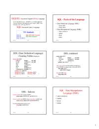 Creating Tables: Employee DDL continued DDL | Slides Algebra - Docsity