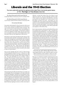 Liberal Party's Poor Performance in the 1945 General Election: A Historical Analysis