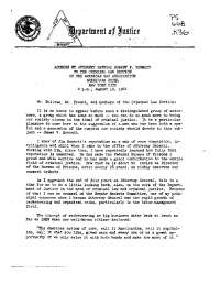 Address by Robert F. Kennedy on Criminal Justice Reforms in the 1960s
