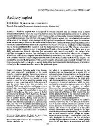 Auditory Neglect: A Study on Patients with Hemispheric Lesions