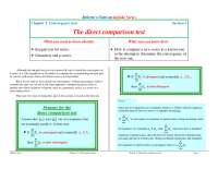 The Direct Comparison Test for Convergence of Infinite Series