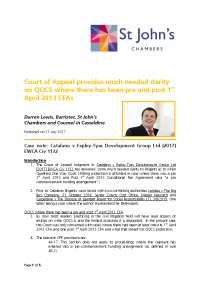 Clarifying QOCS Protection in Transitional Cases: Pre- and Post-April 2013 CFAs