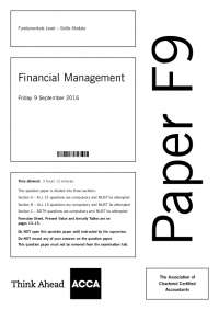 Financial Management: Sample Multiple Choice Questions for F9 Exam