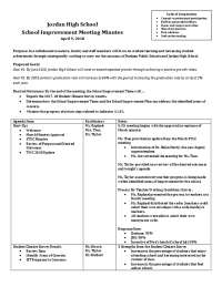 Jordan High School School Improvement Meeting Minutes