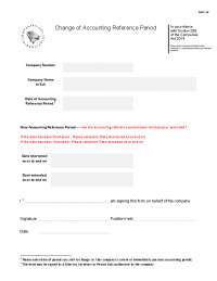 Change of Accounting Reference Period under Companies Act 2014