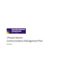 Project Communications Management Plan: Outline and Description