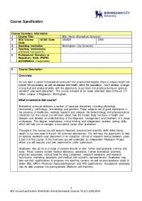 BSc (Hons) Biomedical Sciences Course Specification at Birmingham City University