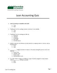 Lean Accounting Quiz: Understanding Compatibility, Costs, and Inventory