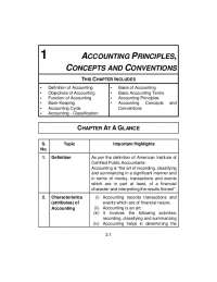 ACCOUNTING PRINCIPLES, CONCEPTS AND CONVENTIONS