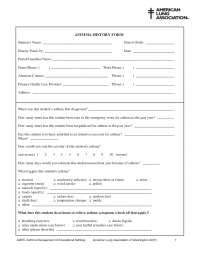 Asthma History Form: Student's Asthma Diagnosis, Triggers, Medications, and Management