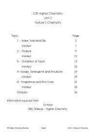 CfE Higher Chemistry Unit 2 Nature's Chemistry
