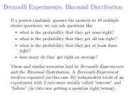 Probability Distribution of Bernoulli Experiments and Binomial Random Variables