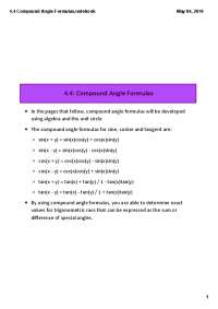Compound Angle Formulas: Derivation and Examples