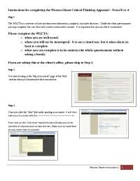 Watson-Glaser Critical Thinking Appraisal Instructions