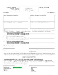 Answer to Civil Complaint in Michigan Court