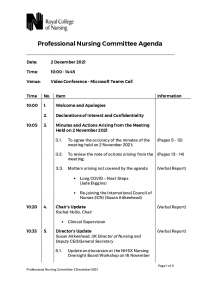 Professional Nursing Committee Agenda and Discussions for December 2021