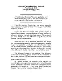 Affirmative Defense of Duress in Penal Law