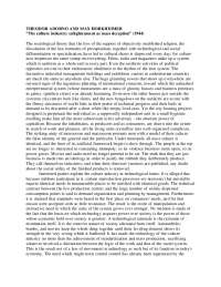 The Dispelling of Cultural Chaos: A Critique of the Culture Industry