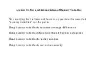 Understanding the Use and Interpretation of Dummy Variables in Econometrics