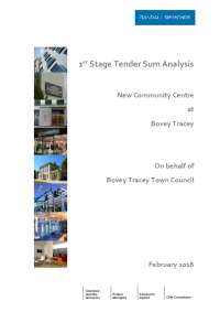 Analysis of 1st Stage Tender Sum for Bovey Tracey Community Centre: Pre-construction