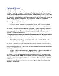 Deferred Charges: Processing Instructions for Commitment Offices