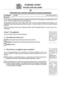 Divorce or Dissolution Application in the Falkland Islands: Instructions and Requirements