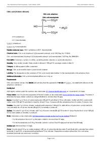 Citric Acid: Properties, Identification, and Assay