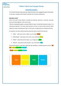 Children's Speech and Language Therapy Colourful Semantics