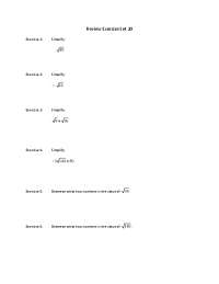 Simplification and Square Root Exercises with Solutions