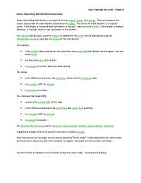 Notes: Describing Distributions Numerically When describing ...