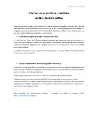 Interacciones proteína – proteína Análisis bioinformático