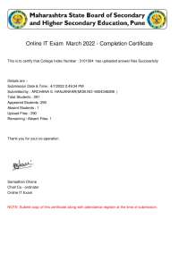 Online IT Exam March 2022 - Completion Certificate