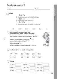 Examen matemáticas 3º primaria udi 8. Editorial santillana