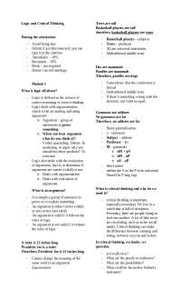 Logic and Critical Thinking | Study notes Logic - Docsity