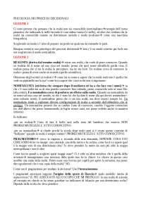 PSICOLOGIA DEI PROCESSI DECISIONALI