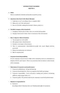 Introduction to Business Ethics and Corporate Social Responsibility
