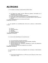 Alergias examen con respuestas