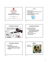 Criminal Justice in America: Syllabus and Course Information