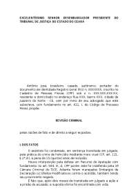 Pedido de Revisão Criminal: Caso de Homcídio Reversão de Condenação