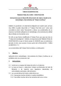 Instrucciones para el Trabajo Final de Investigación de Herramientas de Calidad IN321