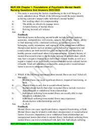NUR 439 Chapter 1 Foundations of Psychiatric Mental Health Nursing