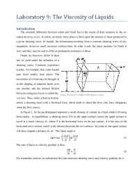 Determining the Viscosity of Liquids: A Laboratory Experiment