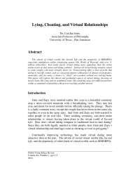 Reviewing Ethical Dilemmas: Lying and Cheating in Virtual Dating